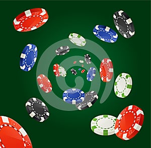 Vector Poker Chips Rain Winner Concept