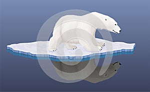 Vector polar bear on an ice floe in Antarctica  - climate change catastrophe
