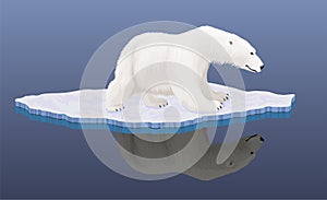 Vector polar bear on an ice floe in Antarctica  - climate change catastrophe photo