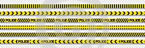 Vector Police stripes border. Black and yellow Line Police. Barricade tape. Caution lines. Vector illustration