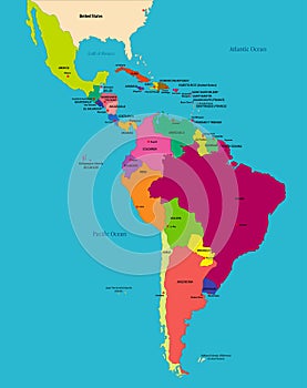 Vector political map of Latin America