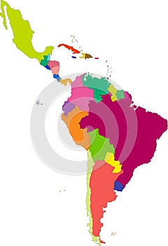 Vector political map of Latin America