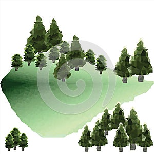 Vector polygon pines on the mountain