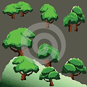 Vector Polygon trees on the mountain