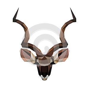 Vector polygonal antelope isolated on white.