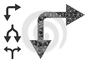 Vector Polygonal Bifurcation Arrow Right Down Icon and Similar Icons