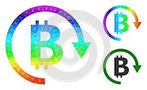 Vector Polygonal Bitcoin Repay Icon with Spectral Colored Gradient