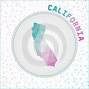 Vector polygonal California map.