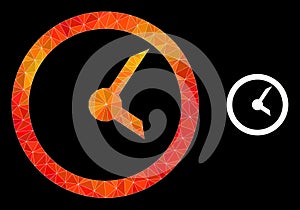 Vector Polygonal Clock Icon with Orange Colored Gradient