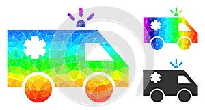 Vector Polygonal Emergency Car Icon with Rainbow Gradient