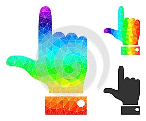 Vector Polygonal Hand Pointer Up Icon with Spectrum Gradient