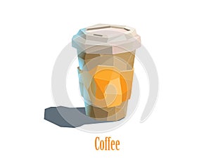 Vector polygonal illustration carton cup of cappuccino coffee