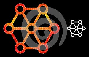 Vector Polygonal Link System Icon with Orange Colored Gradient