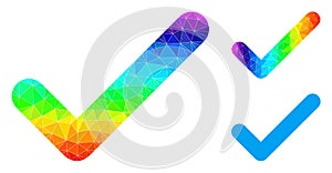 Vector Polygonal Ok Icon with Spectral Colored Gradient