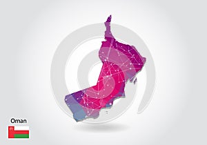 Vector polygonal oman map. Low poly design. map made of triangles on white background. geometric rumpled triangular low poly style