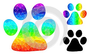 Vector Polygonal Paw Print Icon with Rainbow Gradient