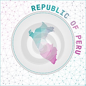 Vector polygonal Peru map.