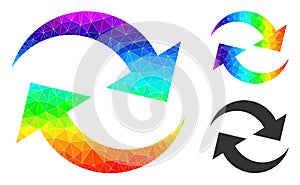 Vector Polygonal Refresh Arrows Icon with Rainbow Gradient