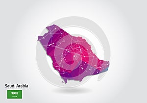 Vector polygonal Saudi Arabia map. Low poly design. map made of triangles on white background. geometric rumpled triangular low