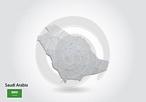 Vector polygonal Saudi Arabia map. Low poly design. map made of triangles on white background. geometric rumpled triangular low