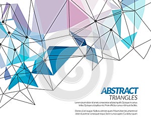 Vector polygonal triangle abstract shapes techno background.