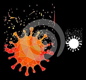 Vector Polygonal Virus Dissipation Icon with Orange Colored Gradient