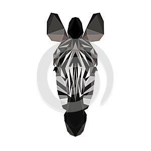 Vector polygonal zebra isolated on white.