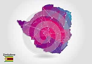 Vector polygonal Zimbabwe map. Low poly design. map made of triangles on white background. geometric rumpled triangular low poly