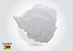Vector polygonal Zimbabwe map. Low poly design. map made of triangles on white background. geometric rumpled triangular low poly