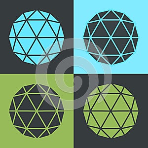 Vector Polyhedron Flat Design Pop-art Colour Set Illustration