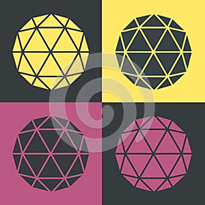 Vector Polyhedron Flat Design Retro Colour Set Illustration
