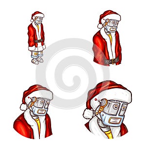 Vector pop art avatar of Christmas robot