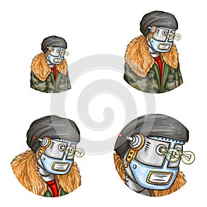 Vector pop art avatar of robot, android