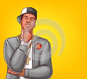 Vector pop art rap, hip-hop male character photo