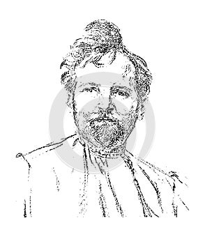 Vector portrait of Alphonse Mucha photo