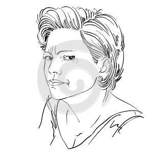 Vector portrait of attractive woman, illustration of good-looking female expressing doubt. Person emotional face