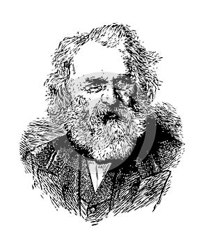 Vector portrait of Henry Longfellow