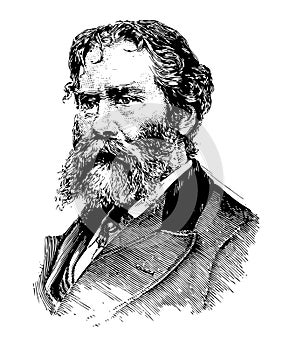 Vector portrait of James Russell Lowell