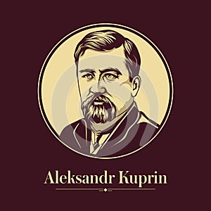 Vector portrait of a Russian writer. Aleksandr Kuprin was a Russian writer best known for his novels The Duel and Yama