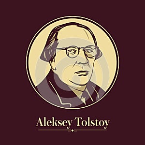 Vector portrait of a Russian writer. Aleksey Tolstoy nicknamed the Comrade Count, was a Russian writer who wrote in many genre
