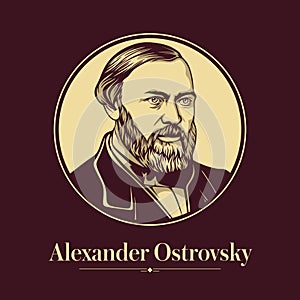 Vector portrait of a Russian writer. Alexander Ostrovsky was a Russian playwright, generally considered the greatest representativ