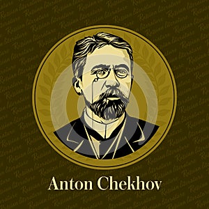 Vector portrait of a Russian writer. Anton Pavlovich Chekhov