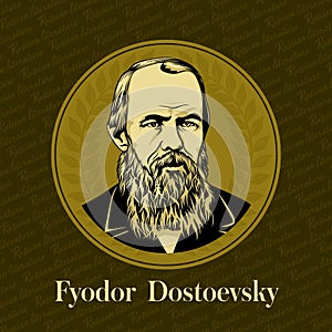 Vector portrait of a Russian writer. Fyodor Mikhailovich Dostoevsky