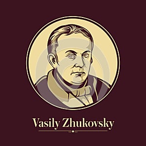 Vector portrait of a Russian writer. Vasily Zhukovsky was the foremost Russian poet of the 1810s and a leading figure in Russian