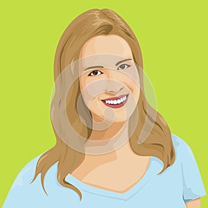 Vector Portrait Of A Smiling Young Caucasian Woman Concept