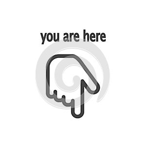 Vector position icon. You are here on white isolated background