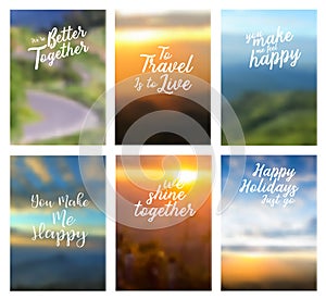 Vector positive quotes with page cover nature landscape background