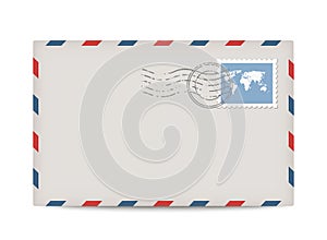 Vector postage envelope with stamp photo