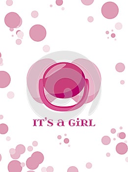 Vector postcard for baby shower. It`s a girl announcement