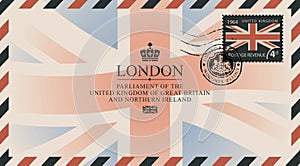 Postcard or envelope with flag of United Kingdom